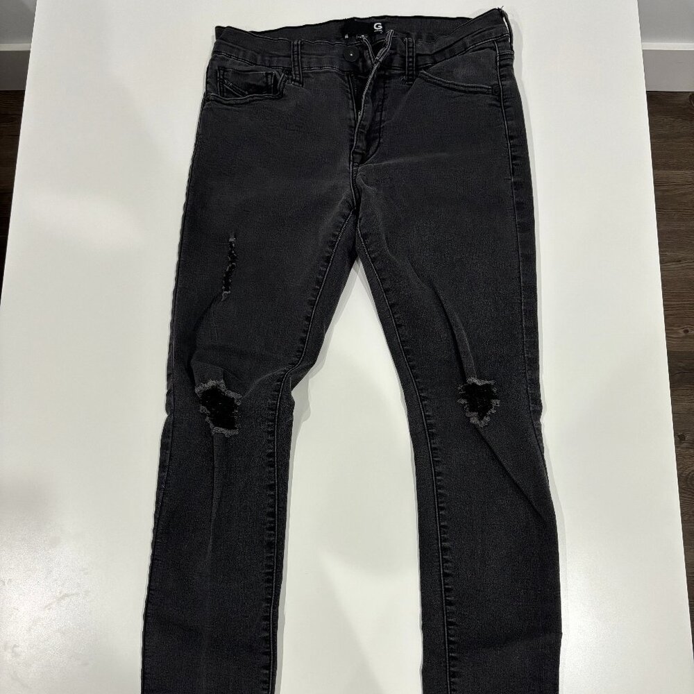 Guess Men's Black Ripped Skinny Jeans | Size 30x30